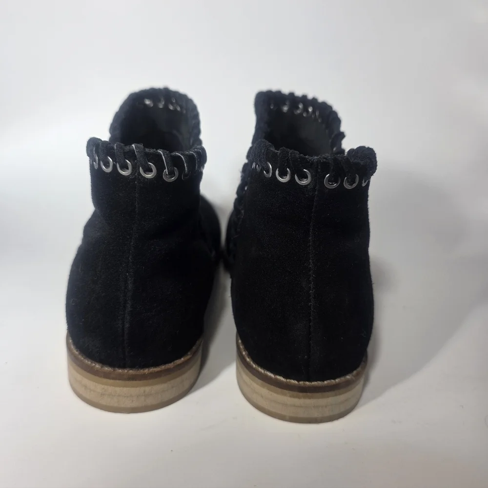 ZARA Kids Black Leather Ankle Boots Size US 4 Girls Slip-On Casual Shoes